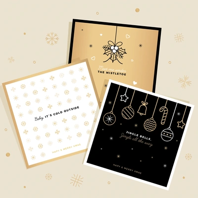  Christmas Cards Gold & Black